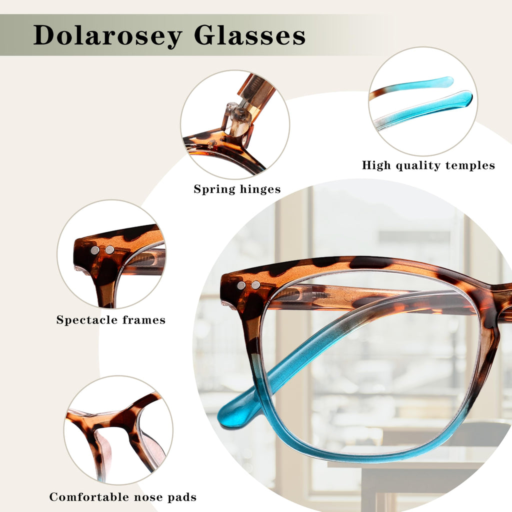 Dolarosey Reading Glasses For Women, Spring Hinge Anti Eyestrain Readers, Fashion Pattern Print Eyeglasses,Cheaters (2.5)