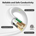 BN-LINK 12ft Outdoor Extension Cord, 3-Prong, 16 Gauge General Purpose Power Cord, Grounded Plug, White, for Landscaping & Holiday Decorations, Home & Office, 13A ETL