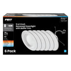 Feit Electric LED Recessed Light Retrofit Kit - 5/6 in Dimmable with Baffle Trim, 75W Equivalent, Adjustable White 2700K–5000K, 90+ CRI, for Living, Bathroom, Dining & Kitchen Room