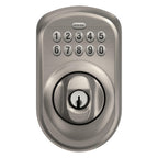 Schlage BE365 PLY 619 Plymouth Keypad Deadbolt, Electronic Keyless Entry Lock, Satin Nickel