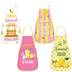 Shyyween 4 Pcs Lemonade Stand Apron Lemon Washable Apron Collection Kitchen Lemonade Stand Decoration Accessories for Painting Cooking Baking Dinner BBQ Grilling Supplies