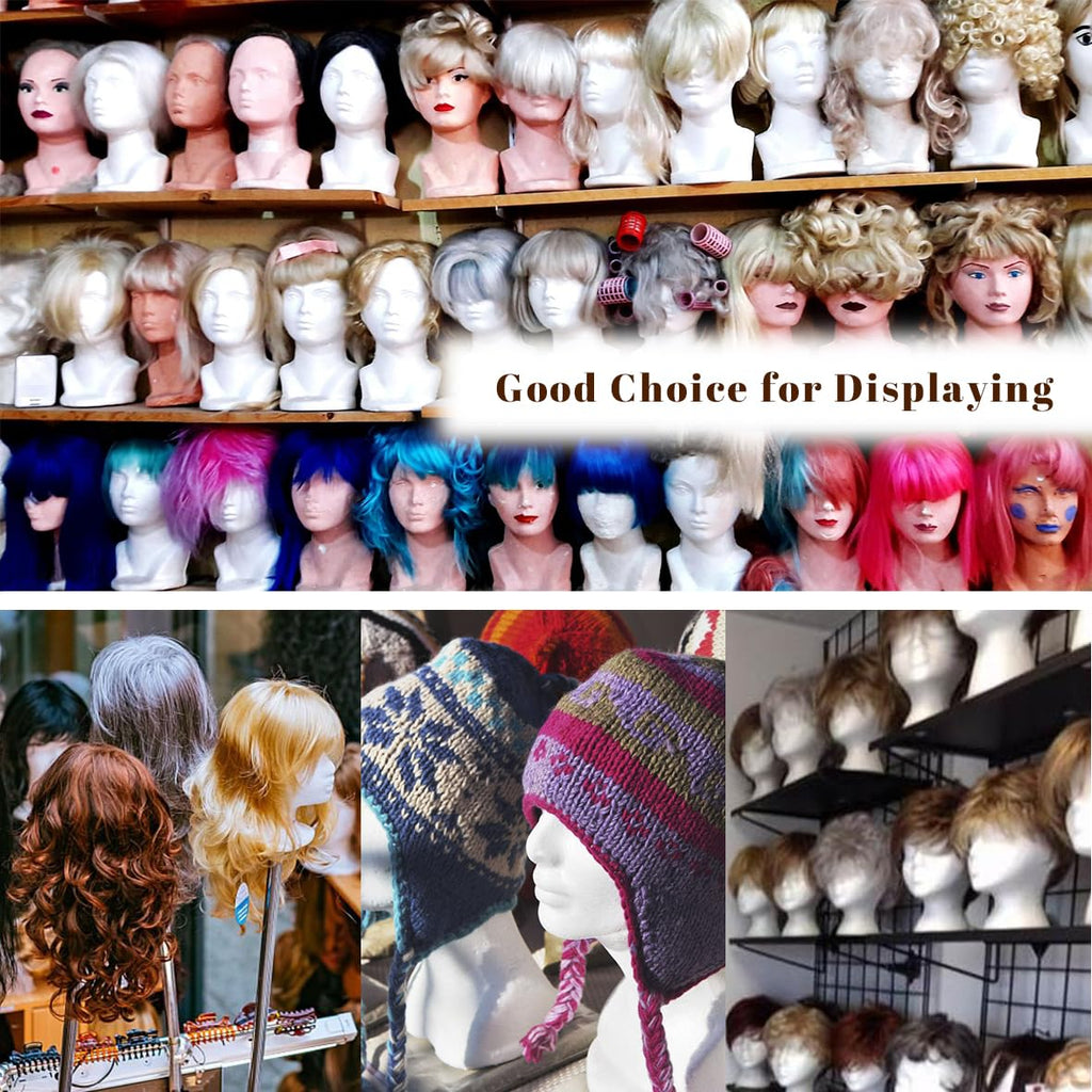 Leeven Styrofoam Wig Heads Foam Mannequin Head Stand for Wigs 3 Packs