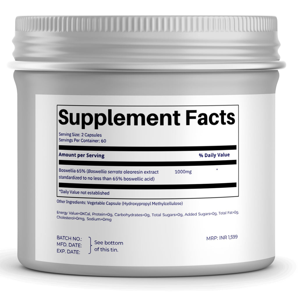 FOLIUS LABS Boswellia Serrata Extract Supplement 500mg - Healthy Joint Support, Muscle Relief Support - 65% Boswellic Acids - Extracted from Indian Olibanum/Frankincense, 120 Caps