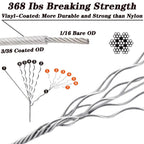 Roxanned 1/16" Wire Rope Kit, 165ft 304 Stainless Steel Cable 7x7 Strand Core, Vinyl Coated Aircraft Cable with Turnbuckle | Easy Install for Outdoor String Lights Hanging, Garden, Craft & Support