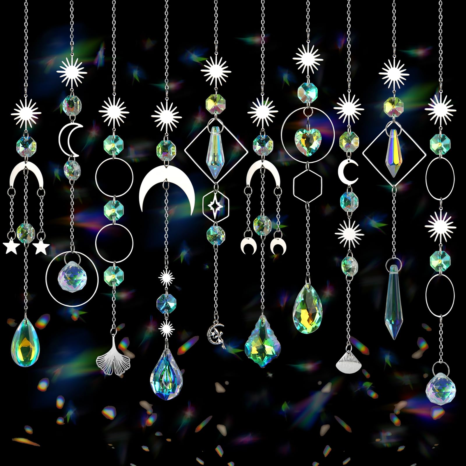 Crystal Suncatcher, 10 Pcs Colorful Sun Catchers Indoor Window Hanging