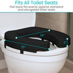 Vive Toilet Seat Cushion (Soft Cushioned Foam) - Easy Clean Padded Bathroom Attachment - Elongated, Standard Seats - Comfort and Support Donut for Handicap, Adults (2" Cushioned Foam, Black)