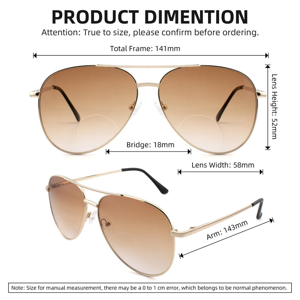 SOPHILY 3 Pack Bifocal Reading Sunglasses for Women Men, Aviator Sun Readers Glasses Gradient Lens Shades UV400 +2.0