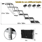 Extra Wide Stairs for Car - Foldable Dog Ramps for Large Dogs With Non-Slip Surface, Portable Steps for Cars, SUV, Truck, Support Up to 250 Lbs