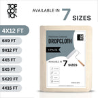 Top Cotton Canvas Drop Cloth 1Pc, Reusable Paint Drop Cloth, 100% Recycled Cotton Canvas Tarp Cover for Painter, Furniture, Floor Protection, All Purpose Painters Dropcloth for Christmas DIY (4x12FT)