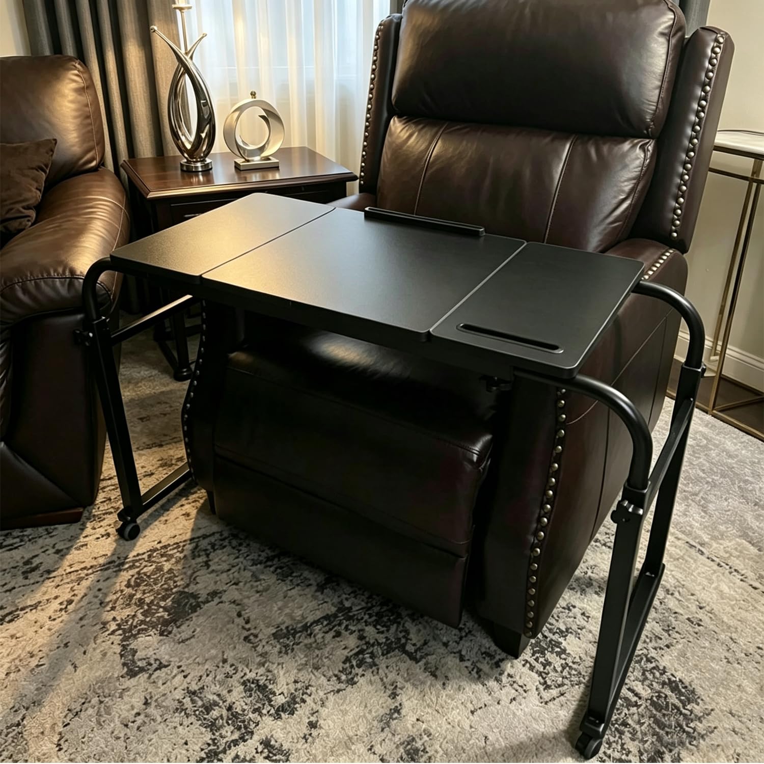 Overbed Bedside Table Over The Bed Table with Wheels Height Adjustable Medical Tilt Top Hospital Bed Table Laptop Standing Lap Desk Cart Table Stand for Bed Hospital Home Office Use Bed Trays Desk