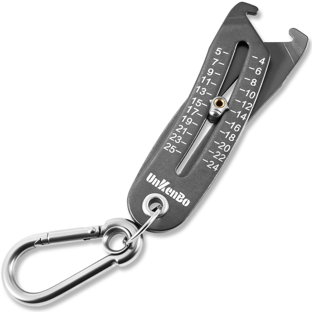 UNKENBO® Gen2 Bolt Size Finder Tool Keychain - Gauge Bolts & Nuts Head SAE 5/32 to 1" & Metric 4 to 25mm, Wrench & Socket Size Finder, Nut & Bolt Fastener Measuring Tool Gifts for Men (Galaxy Silver)