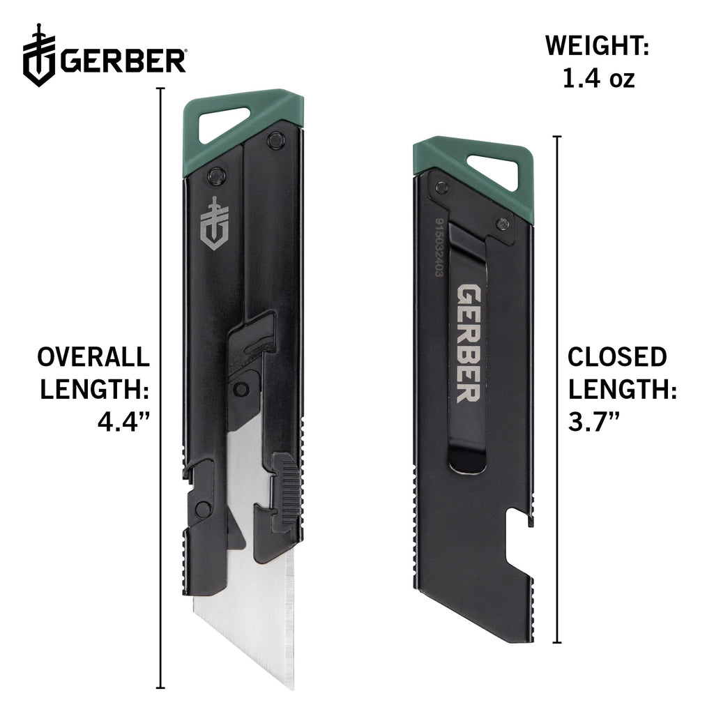Gerber Gear EAB Utility Knife, Clips to Pocket or Keychain with Replaceable Razor Blade for Everyday Carry, EDC Gear with Box Cutter Retractable, Slim Black