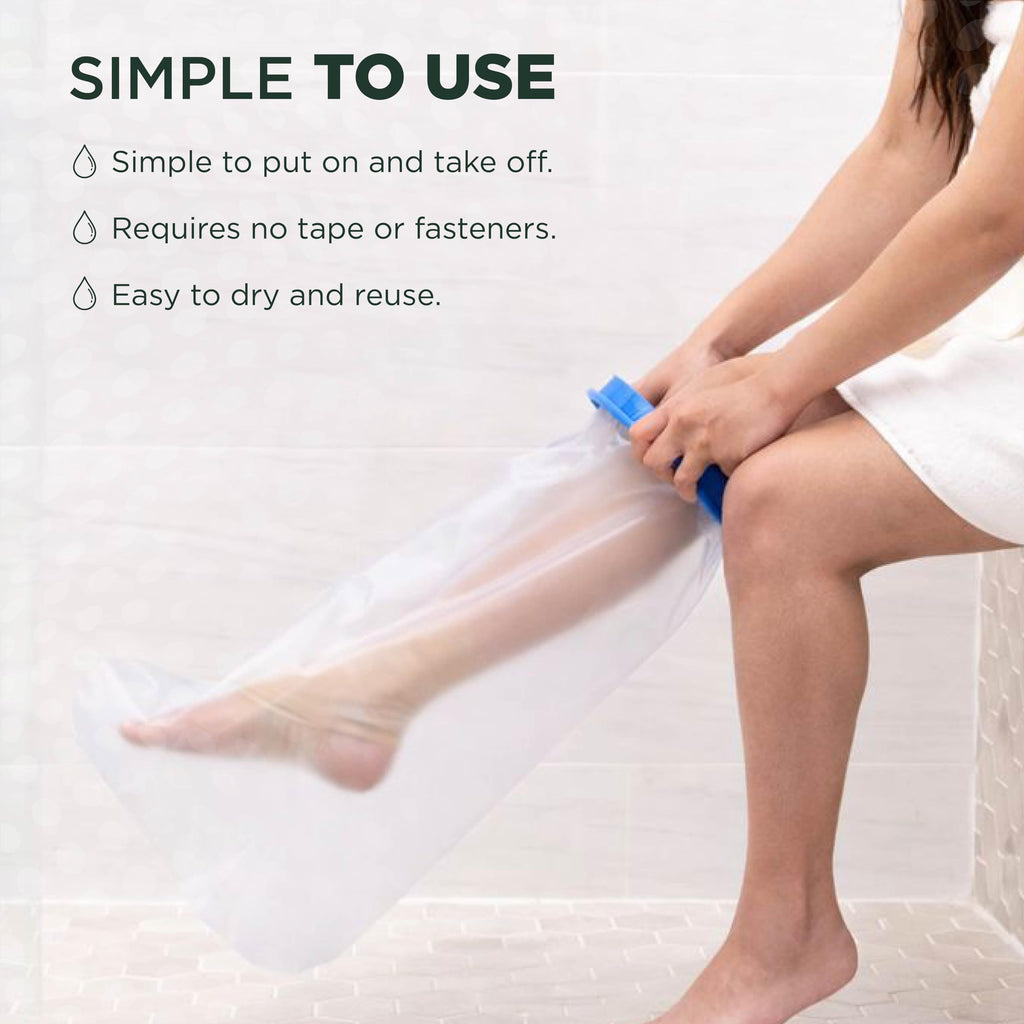 100% Waterproof Adult Cast Covers for Shower Leg, Resuable 28" Long,Easy to wear, Cast shower cover leg,foot bag for showering, post surgery waterproof foot boot covers, Plastic bag to cover leg