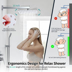 SR SUN RISE Polished Chrome Square Rainfall Shower Head and Handle Set, Wall Mounted Shower Fixtures, Metal Shower Faucet Trim Repair Kits (With Shower Valve)