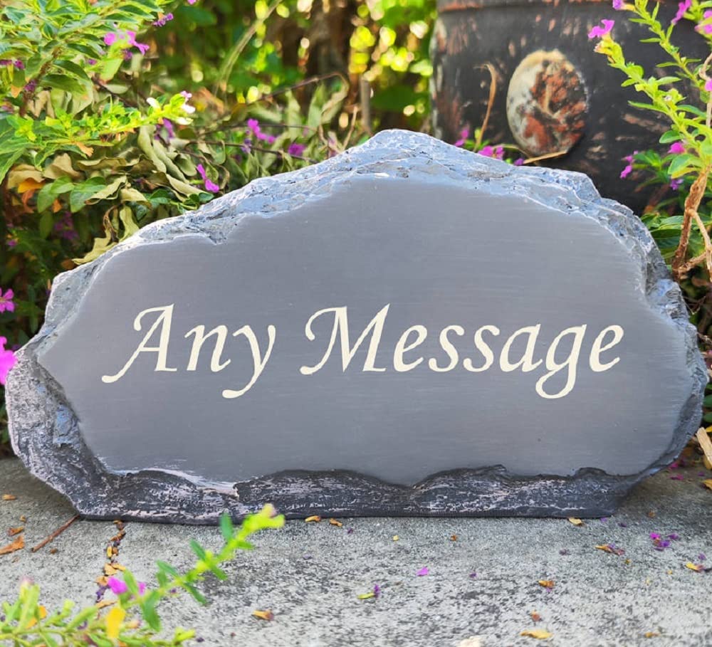 CUDMORERBE Personalized Garden Stones in Memory of Loved Ones, Engraved with Any Message Memorial Stones Gravestones Outside, Sympathy Memorial Gifts Funeral Gifts for Loved Ones Dad Mom Grandma