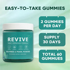KLUNIZ Revive Hair Gummies, Balmbare Revive Gummies for Hair, Promotes Thicker, Fuller, Stronger Hair, with Organic Irish Sea Moss, Pearl Powder Glow, Vitamin C/E, Aloe Vera, 60 Count