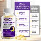 Magnesium Glycinate 400mg Softgels, Small Easy to Swallow High Absorption Magnesium Supplement, with Vitamin D3 & K2 for Sleep Relax Calm Muscle Bone* Health, 120 Gelcaps