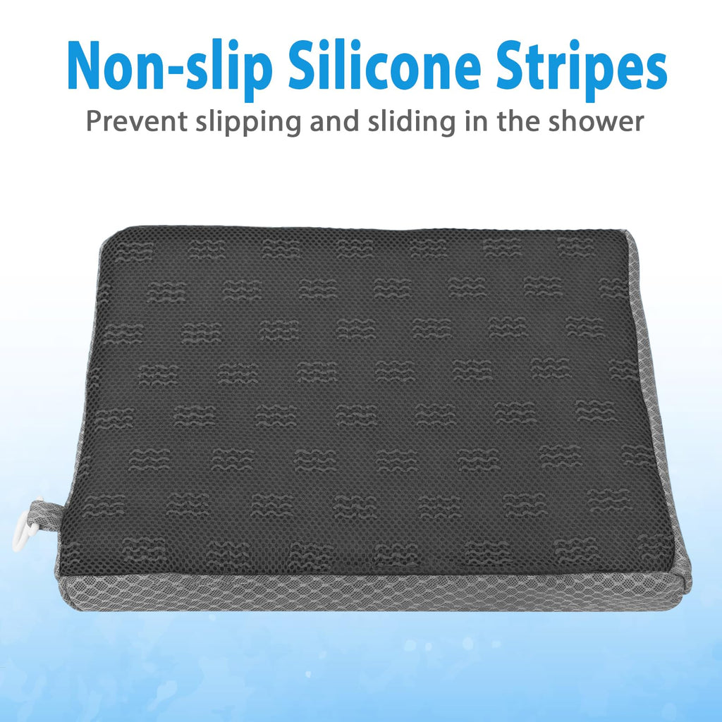Shower Seat Cushion, Shower Chair Cushion for Transfer Benches in Bathtub, Cushion for Sauna, 3D Mesh Pad with Hook, Slip-Resistant, Design for Elderly, Senior, Handicap Disabled