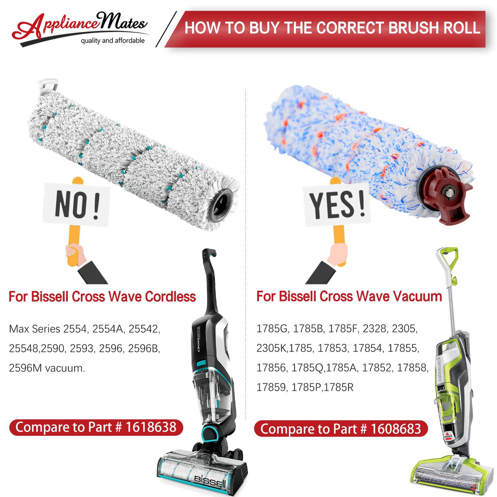 Cross Wave Replacement for Bissell CrossWave Pet Pro 1785 2306 Series Vacuum Cleaner, 3 Pack 1868 Multi-Surface Brush Rolls + 3 Pack 1866 Vacuum Filters, Compare to Part 1608684, 1608683, 160-8683