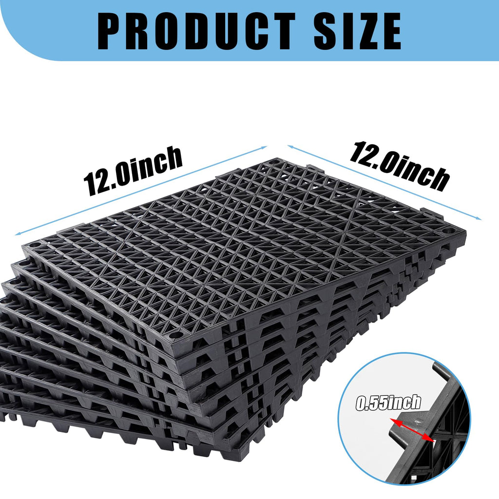 12” x 12” Drainage Interlocking Floor Mats 12 Pack for Outdoor and Indoor