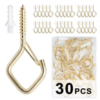 30 PCS Cup Screw-in Hanger Hooks with Safety Buckle,2.2 Inches in Gold