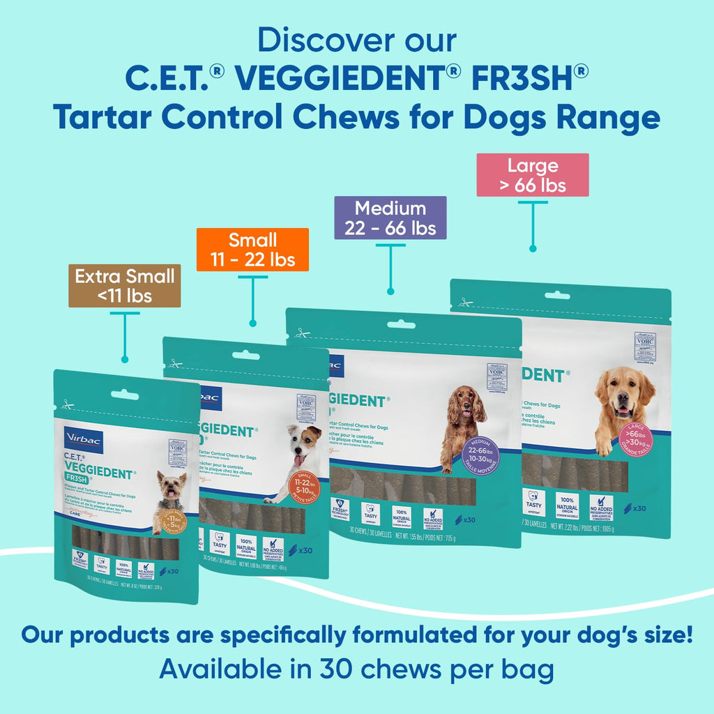C.E.T. Veggiedent Fr3sh Plaque and Tartar Control Chews for Dogs, Large