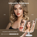 HUONUL 2X/3X/10X Magnifying Vanity Mirror with Light, Trifold Makeup Mirror