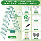 Heavy Duty Metal 50"x17" Cucumber Trellis for Raised Bed, A Frame Garden Trellis for Climbing Plants Outdoor, Plant Trellis Support for Tomato Bean Pea Grape Adjustable Vegetable Garden Trellis