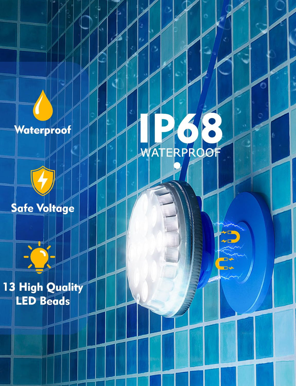 Skairipa Solar Pool Lights, Solar Powered Submersible LED Lights with Remote IP68 Waterproof Swimming Pool Lights 16 Colors Underwater Pool Lights for Above Ground Inground Pool, Pond (Blue, 2 Pack)