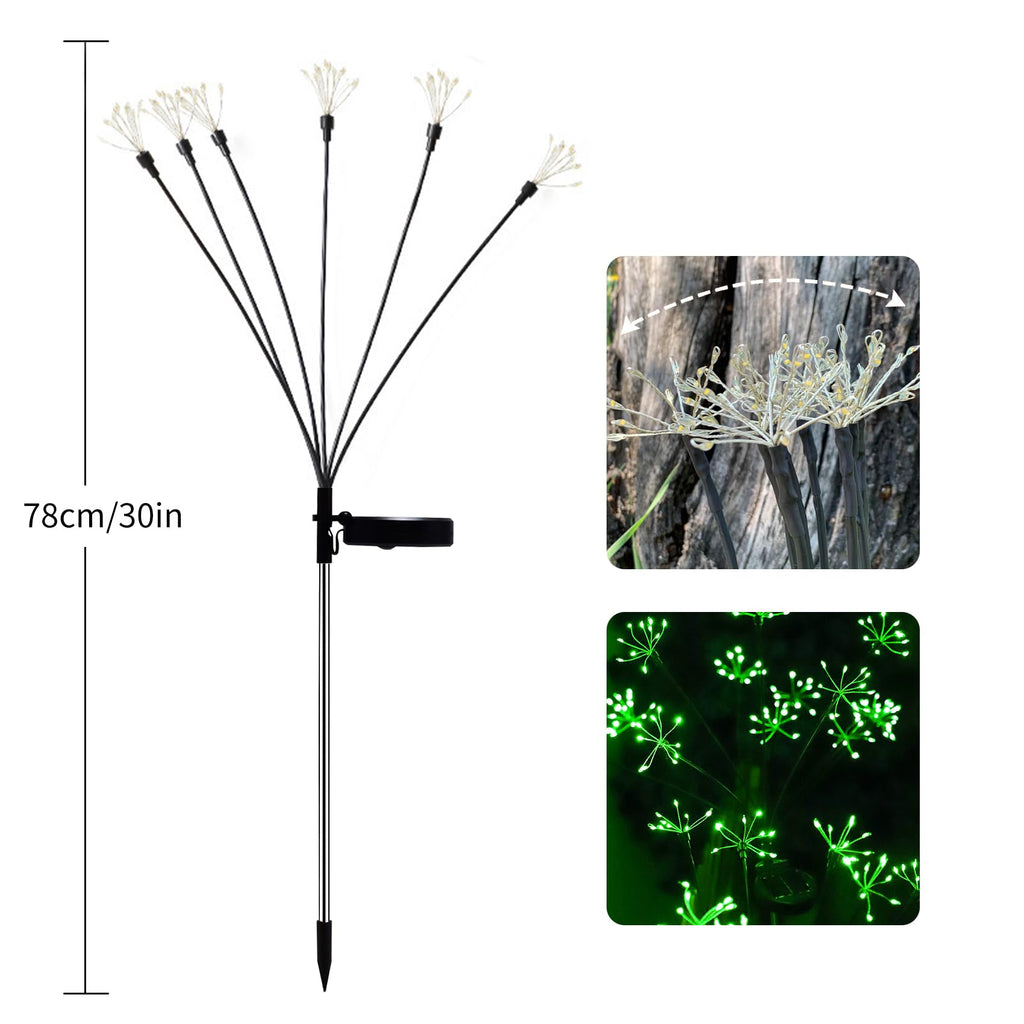 JJGoo Solar Garden Lights, New Upgraded 2 Pack Solar Swaying Starburst Light, Waterproof Fireworks Outdoor Lights, Yard Patio Pathway Decoration, Green