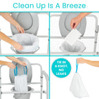 Vive Commode Liners with Absorbent Pads - Portable Toilet Bedside Chair Replacement Bags - Disposable Porta Potty Liners for Bariatric Standard Arm 3 in 1 Folding Buckets - Leakproof (24 Pack)