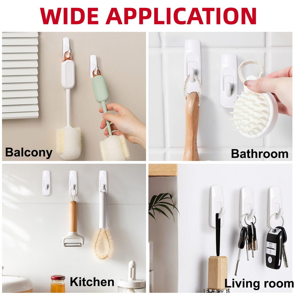 Sinfuo 20 Hooks + 32 Stirps Hanging Variety Pack,Adhesive wall Hooks Heavy Duty,no Damage Large midium Small Sticky Utility Hooks for Outdoor,Tower,Keys