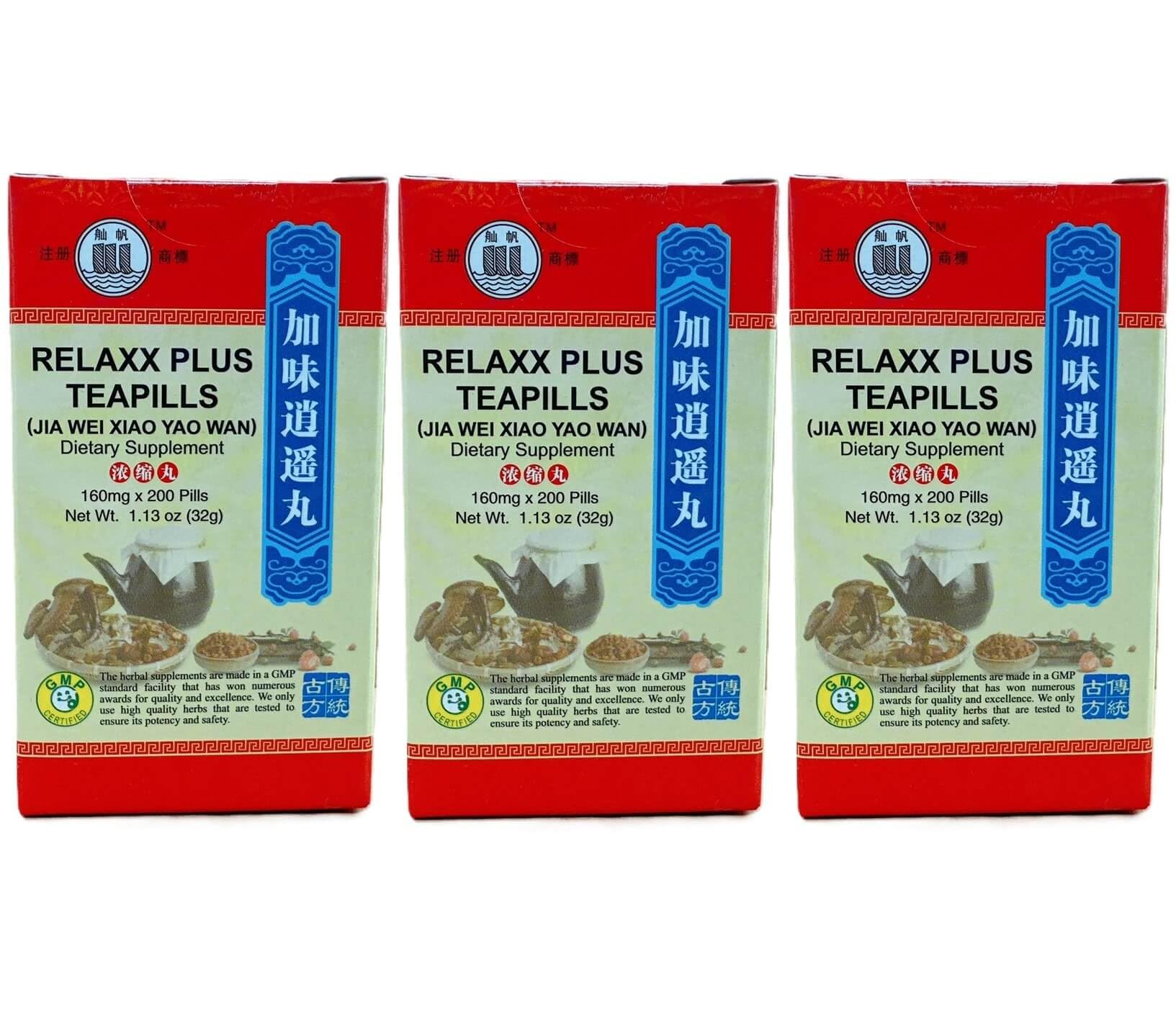 Jia Wei Xiao Yao Wan, Relaxx Plus Teapill Extra Concentrated (200 Pills) - 3 Bottles