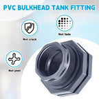 Maasechs 2 Pcs 3 Inch Bulkhead Fitting PVC Water Tank Connector Plumbing Pipe Threaded Bulkhead Fitting NPT for Rain Barrels, Water Tanks, Aquariums, Tubs, Pools