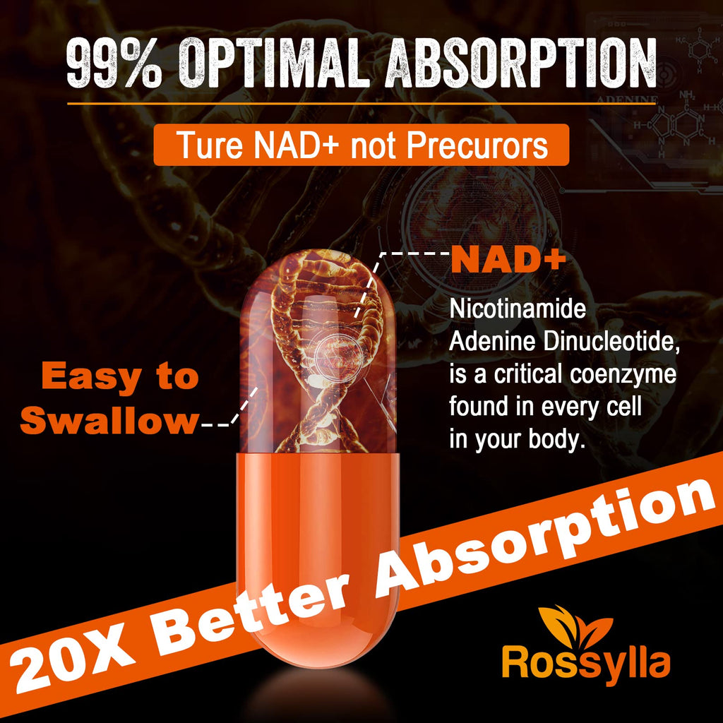 Rossylla Liposomal NAD+ Supplement, 1300 mg per Serving, NAD Plus Supplement with Liposomal Delivery, Supports Cellular Energy and Healthy Aging, 120 Softgels