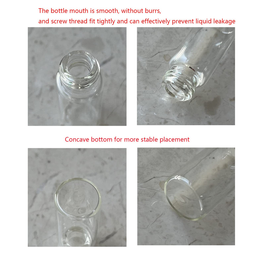 Cadbibe 7ml Clear Glass Vials with Screw Caps and Plastic Stoppers, 2 Dram Transparent Small Liquid Sample Vial, Leak-Proof Vial, 50PCS