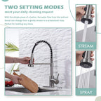 Kitchen Sink Faucets, Kitchen faucets with Pull Down Sprayer WEWE sus304 Stainless Steel Brushed Nickel Single Handle Single Hole Faucet for Farmhouse rv Utility bar Laundry Sinks