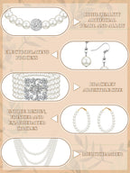 BBTO 8 Pcs Pearl Necklace and Earring Set for Women Faux Pearl Bracelet Costume Jewelry Set for Wedding Bridal Shower Party(Classic Style)