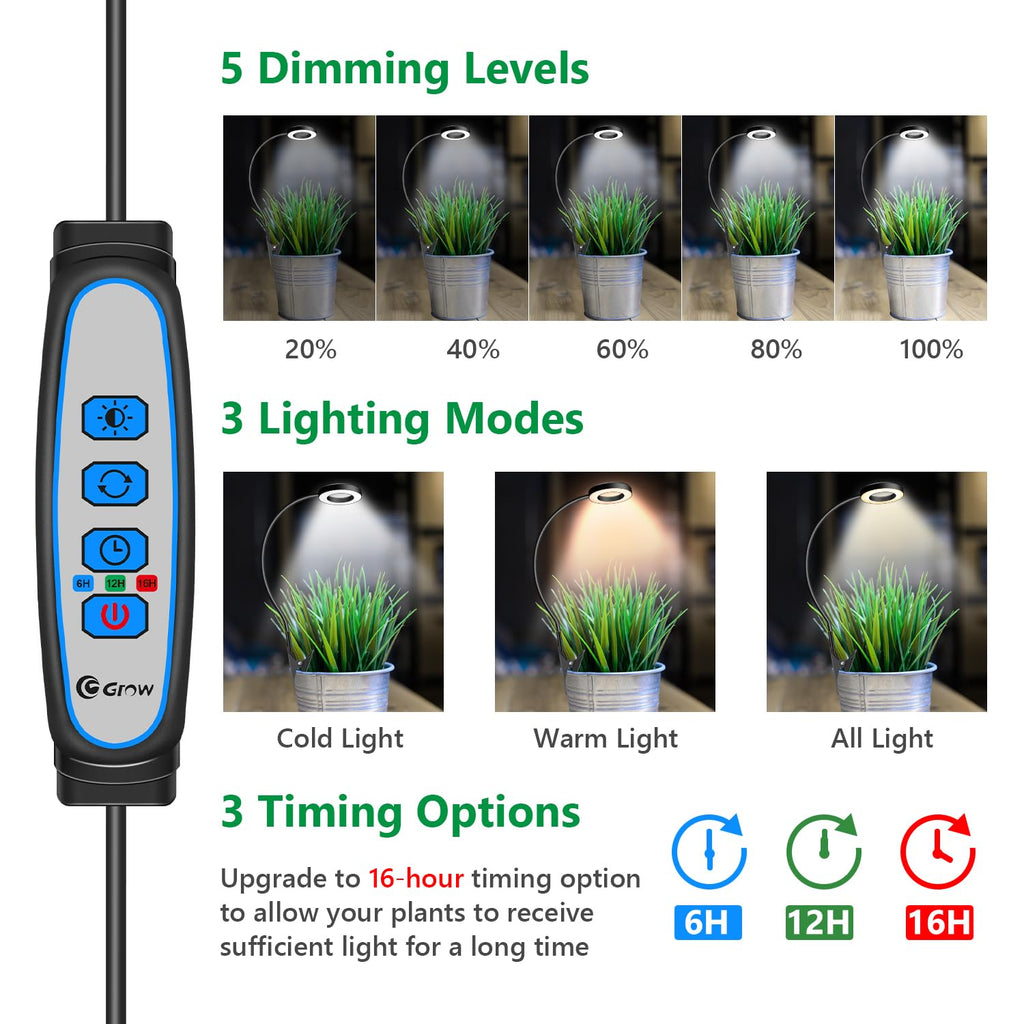Xuligron Plant Lights for Indoor Growing, Clip on Full Spectrum Grow Lamp