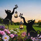 CabyGift Black Cat Solar Lights Outdoor, 2 Pack Cat Garden Decor