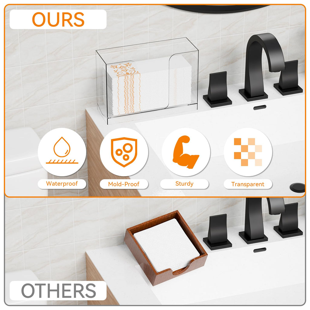Cq Acrylic Wall Mount Multifold Paper Towel Dispenser & Box for Bathroom,Home -10.2x3.7x7.1 Inch - Clear Commercial Paper Towel Holder for Folded,Z Fold,C Fold,Trifold,Napkin,Hand Paper Towel