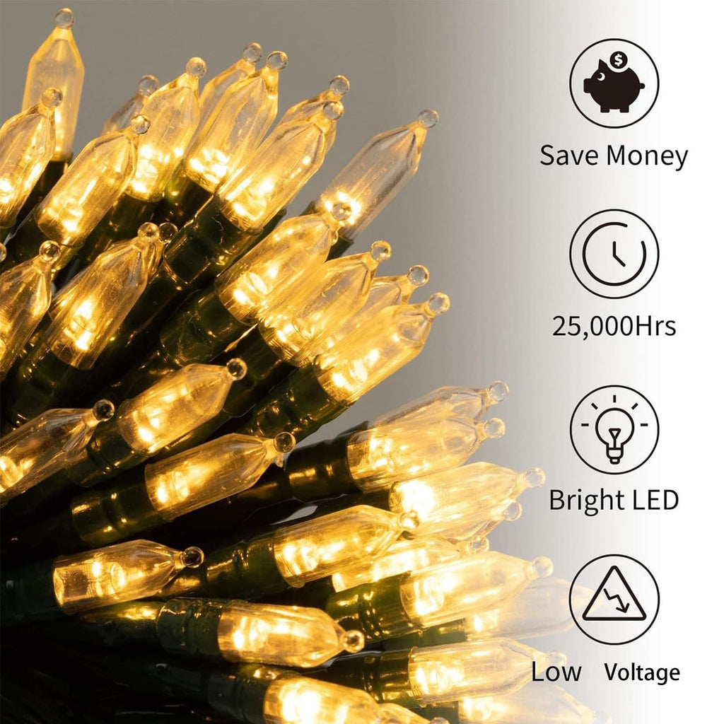 Brightown Battery Operated Christmas Lights 2 Pack 18 FT 50 LED Warm White