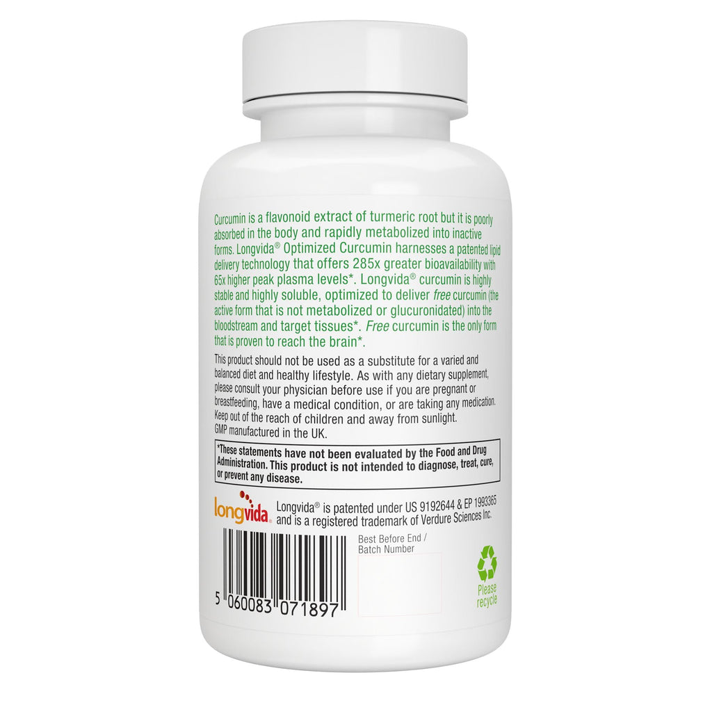 Igennus Longvida Lipidated Curcumin 500mg, Ultra Bioavailable & Sustained Action, 65x Higher Plasma Levels, Intensive Support, Free-Form Curcumin, Vegan, 90 Capsules