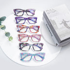 SIGVAN 6 Pack Oprah Style Reading Glasses Blue Light Blocking Square Computer Spring Hinge Readers for Women Men (6 Mix, 1.25, multiplier_x)