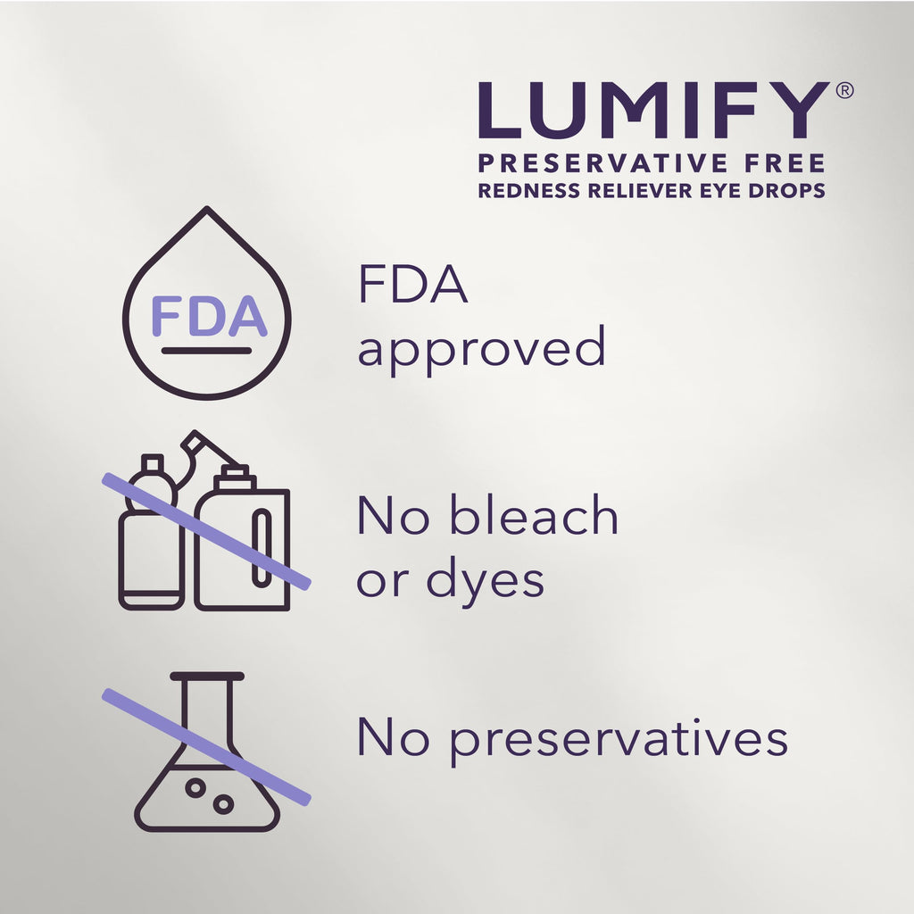 LUMIFY Preservative Free Eye Drops for Red Eyes, Redness Reliever for Sensitive Eye, Brighter and Whiter Looking Eyes, Works in 1 Minute & Lasts Up to 8 Hours, 20 Single-Use Vials