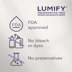 LUMIFY Preservative Free Eye Drops for Red Eyes, Redness Reliever for Sensitive Eye, Brighter and Whiter Looking Eyes, Works in 1 Minute & Lasts Up to 8 Hours, 20 Single-Use Vials