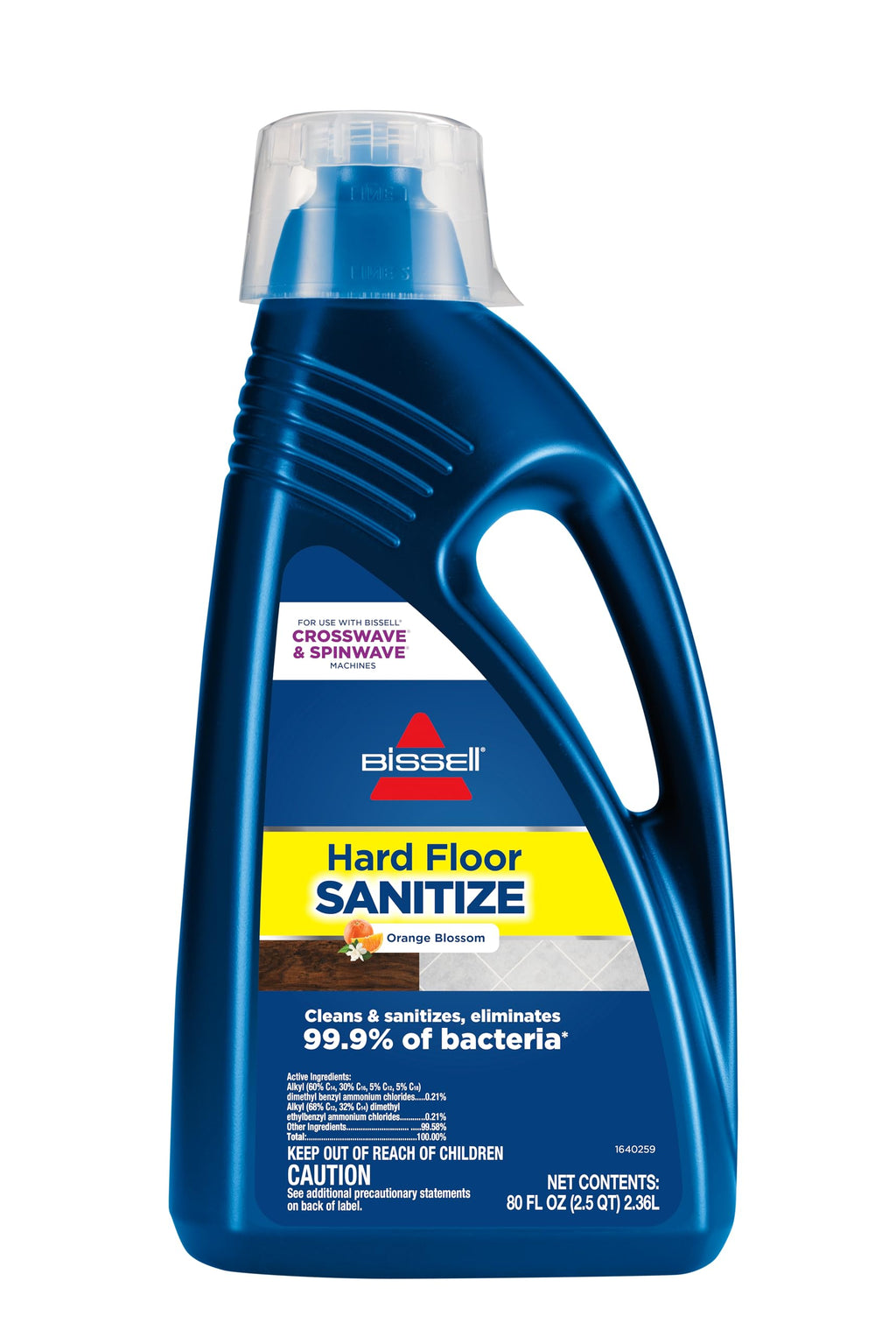 Bissell Hard Floor Sanitize Solution, For use in CrossWave and Spinwave, 80oz, Eliminates 99.9% of bacteria
