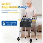 Folding Narrow Walker for Seniors – Width & Height Adjustable Walker with Bag, Lightweight Standard Walker for Elderly, Walkers for Seniors, Disabled, Bariatric