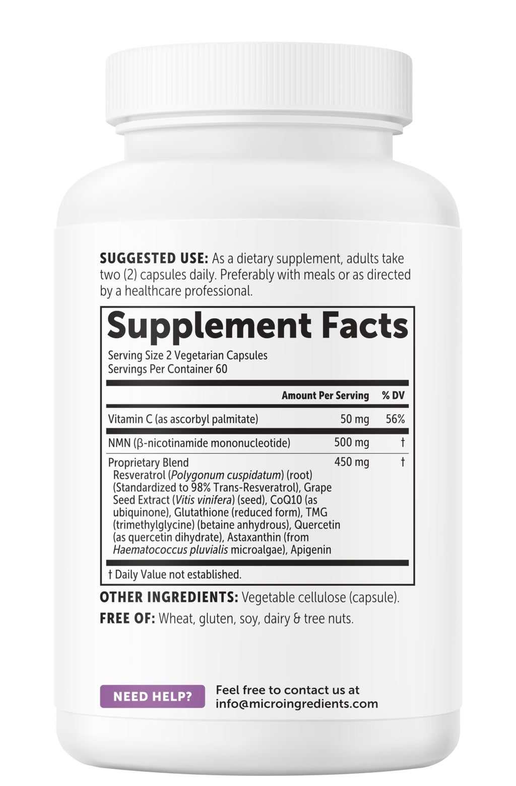 Micro Ingredients NMN Complex 1000mg Per Serving, 120 Veggie Capsules | 10-in-1 with Nicotinamide Mononucleotide, Resveratrol, CoQ10, Quercetin & Glutathione | NAD+ Supplement Precursor | Filler Free