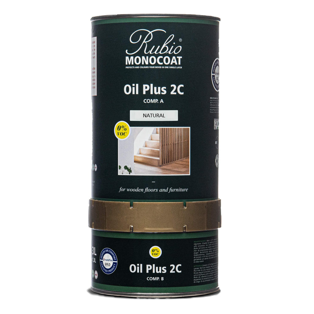 Rubio Monocoat Wood Stain & Finish 650 ft² - Natural | Oil Plus 2C | Quick-Dry, Eco-Friendly Linseed Wood Oil for Indoor Use, Includes Accelerator (Part B) | Protector | 1.3 L